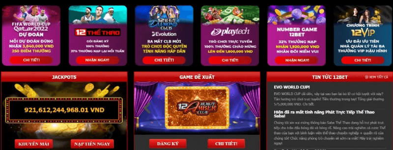 12Bet - Siêu phẩm nhà cái đạt điểm 10 về chất lượng